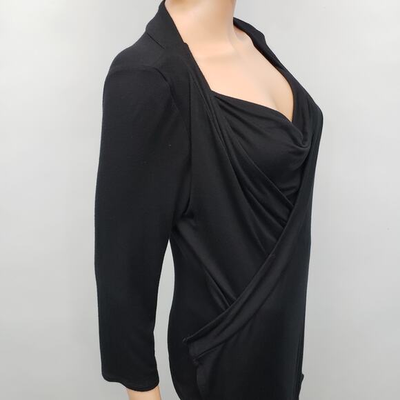 White House Black Market 2-Fer Layered Top Cardigan 2 in 1 Drapey Black M - Picture 7 of 10